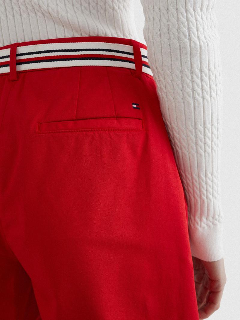 Női Tommy Hilfiger Chino Rövidnadrág Piros | HU 295RVD